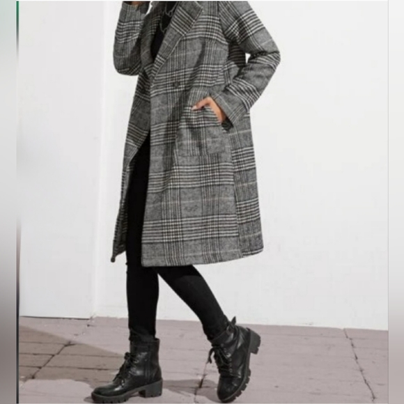NWOT Forever 21 Classic Plaid Trench Coat Sz L - Picture 1 of 7